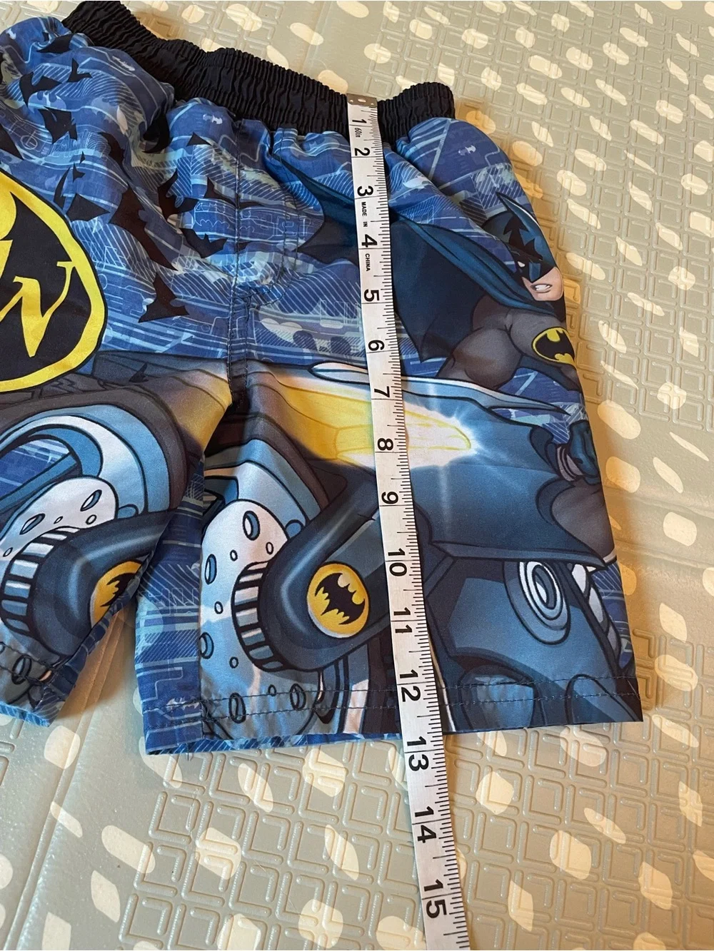 Batman Boys Swim Trunks in Blue with‎ Yellow Logo, Size 4T